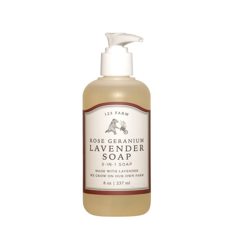 8 oz Rose Geranium Lavender 3-in1 Soap
